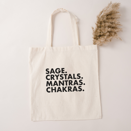 Sage Crystals Mantras Chakras | Tote